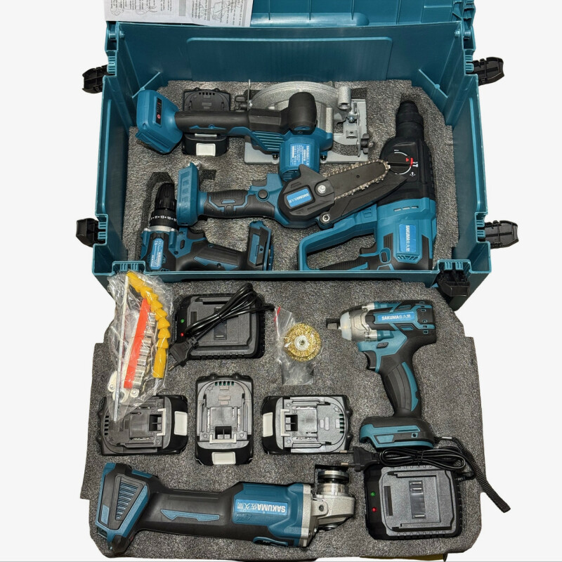 Набор аккумуляторного инструмента 21В  6 в 1 SAKUMA BLUE CX6T-CORE - Зображення 1