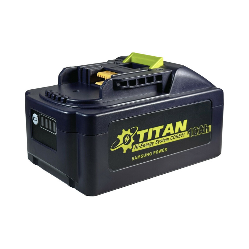 Батарея аккумуляторная 21В TITAN PBL21100HS 10Ач высокотоковые элементы Samsung21700 (совместима с MAKITA LXT) - Зображення 1