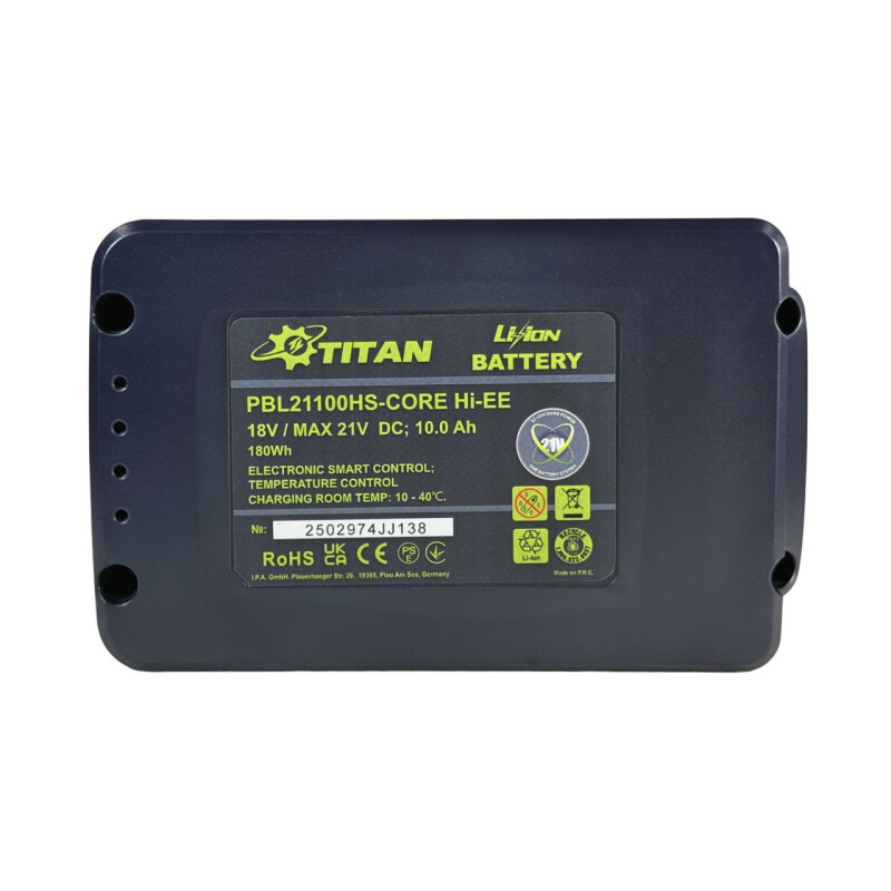 Батарея аккумуляторная 21В TITAN PBL21100HS 10Ач высокотоковые элементы Samsung21700 (совместима с MAKITA LXT) - Зображення 5