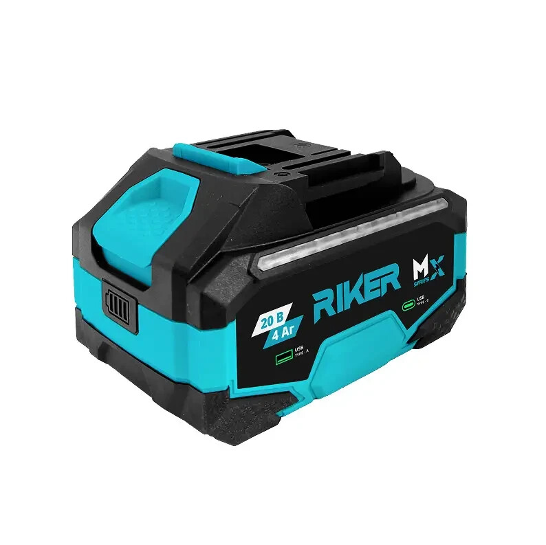 Аккумуляторная батарея RIKER RB 4A USB Li-ion, 20В, 4.0Ач, с USB и Type-C портами