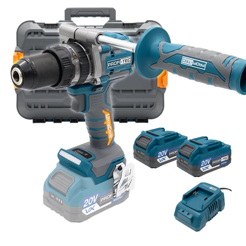 Аккумуляторная дрель-шуруповерт PROFI-TEC PPCD16020 UltraCore 160nm (2×PT2040VX (4.0 Ач), зарядное устройство)