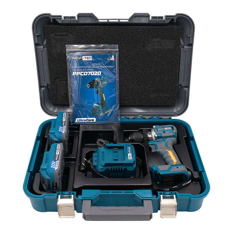 Аккумуляторная дрель-шуруповерт PROFI-TEC PPCD7020 UltraCore 70nm (2×PT2020VX (2.0 Ач), зарядное устройство) - Зображення 7