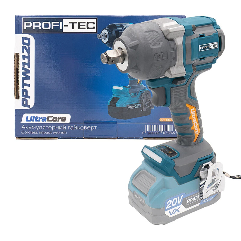 Аккумуляторный гайковерт 1100nm PROFI-TEC PPTW11020 UltraCore (без аккумулятора и зарядного устройства)