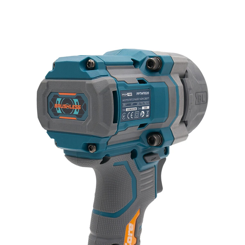 Аккумуляторный бесщеточный гайковерт PROFI-TEC PPTW11020 1100nm  1/2 (2×PT2040EP (4.0 Ач), зарядное устройство) - Зображення 8