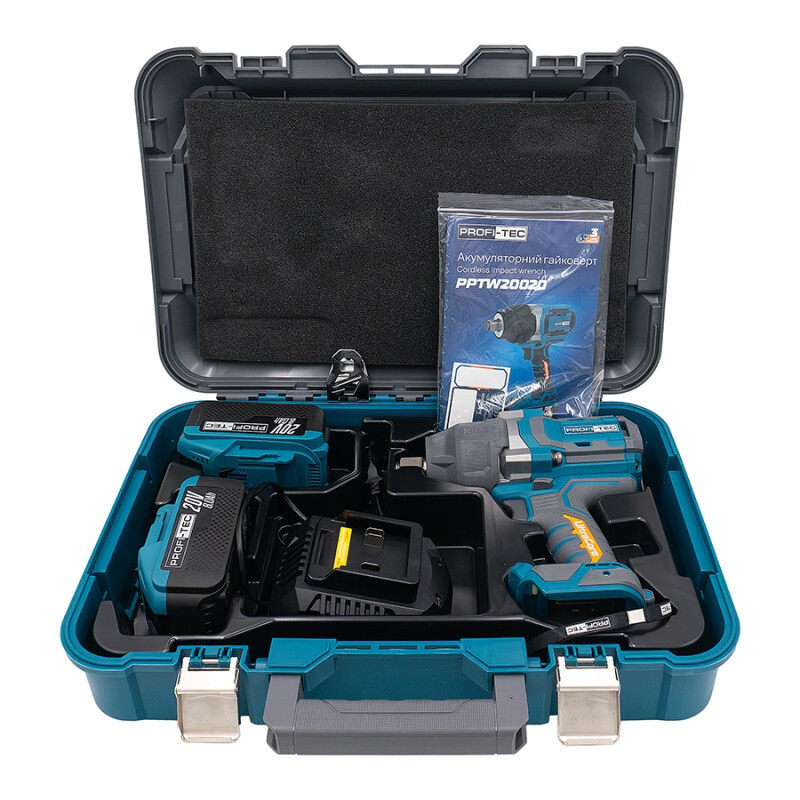 Аккумуляторный безщеточный гайковерт PROFI-TEC PPTW20020  2000nm 3/4 (2×PT2080EP (8.0 Ач), зарядное устройство) - Зображення 6