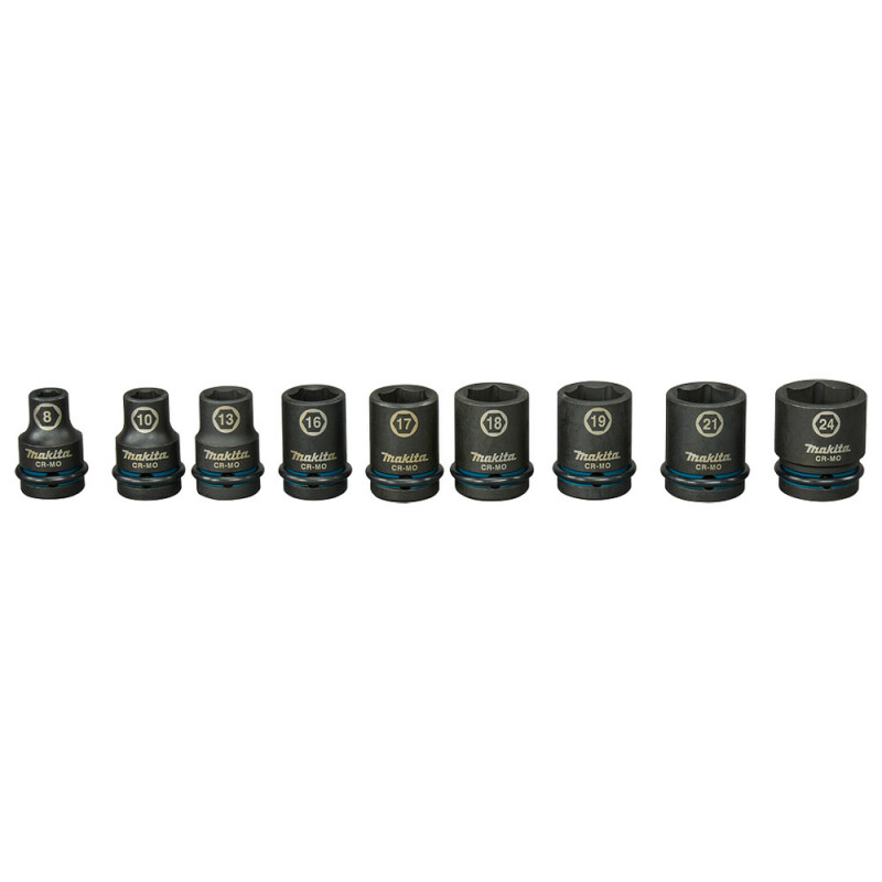 Набор ударных головок Makita Impact Black  9 шт. (8, 10, 13, 16, 17, 18, 19, 21, 24 мм) (E-16564) - Зображення 2