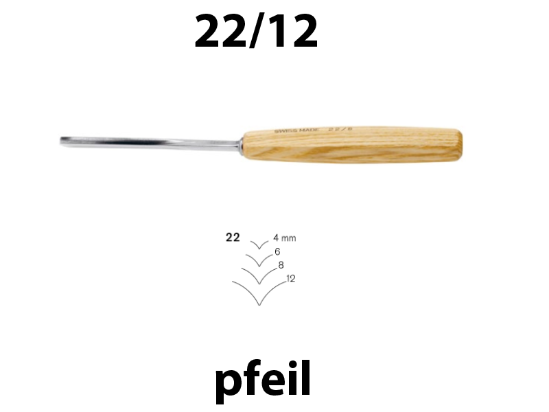 Прямые стамески Pfeil 22/12 "Галочка" для резьбы по дереву - Зображення 1
