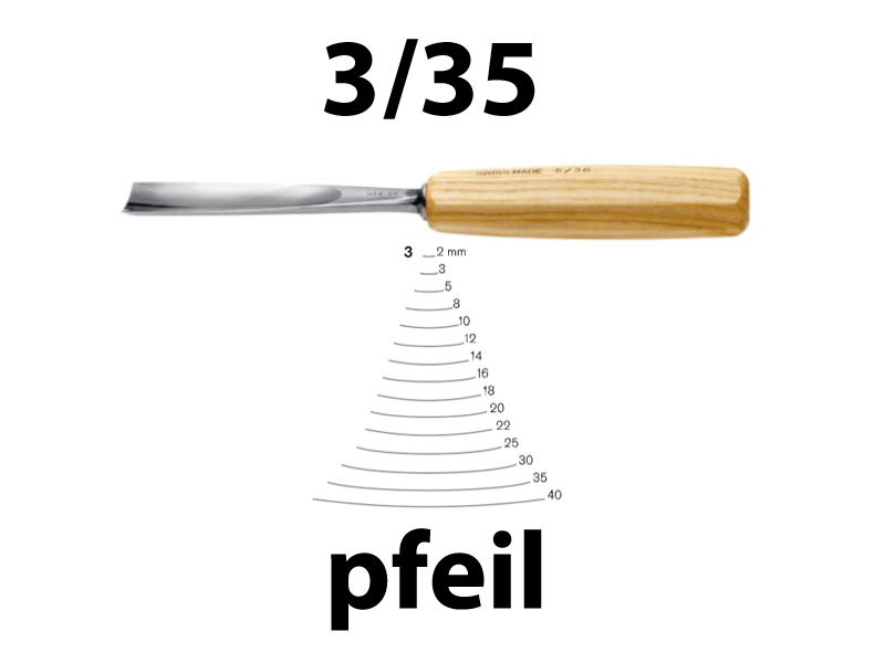 Стамеска прямая полукруглая Pfeil 3/35 - Зображення 1