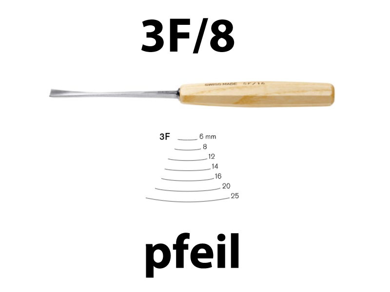 Стамеска прямая "рыбий хвост" полукруглая Pfeil 3F/8 - Зображення 2