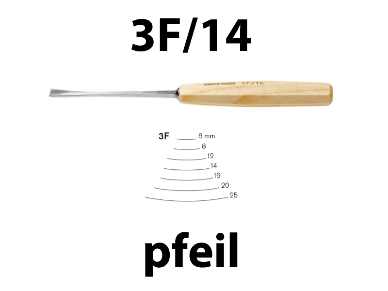 Стамеска прямая "рыбий хвост" полукруглая Pfeil 3F/14 - Зображення 2