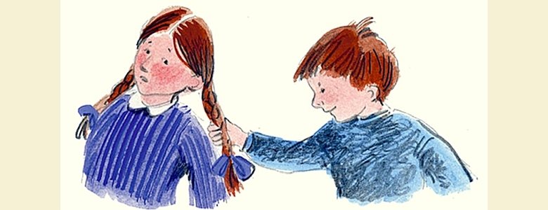 Мальчик дергает девочку за косички картинки